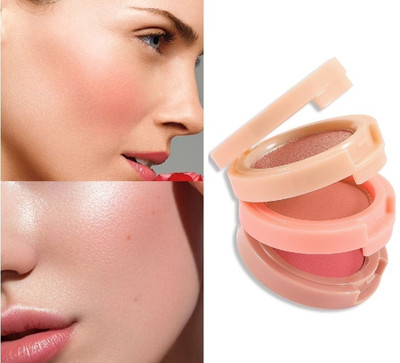 SILDUST New Perfect 3 in 1 face blusher + highlihger with mini compact palette(MULTICOLOR)