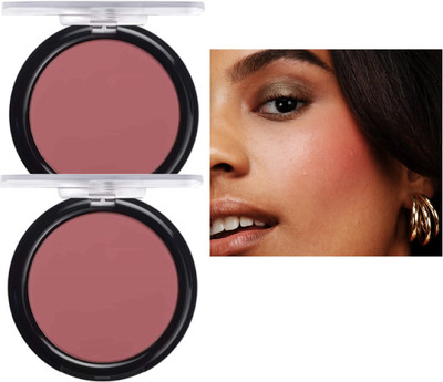 HUZURLU Highly Pigmented & Easy to Blend Lightweight & Natural Finish Blusher Pack Of 2(Peachy pink)