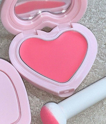 manasona Heart Shape Blush | Ultra-Pigmented Formula| Cheek & Lip(Peach Pink)