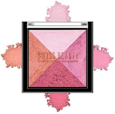 SWISS BEAUTY Shimmer Baked Blusher and Highlighter Palette Shade -- 2(Shade - 2)