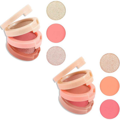 LOVE HUDA Waterproof 3 In 1 HD Baked 3 Color Blusher, Highlighter, Eyeshadow Palette(Multicolor)