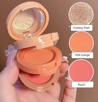 luzimaisa 3in1 Multicolor Shimmer Blush Contour With Brush Kit For Face Makeup Combo Highlighter(Multicolor)