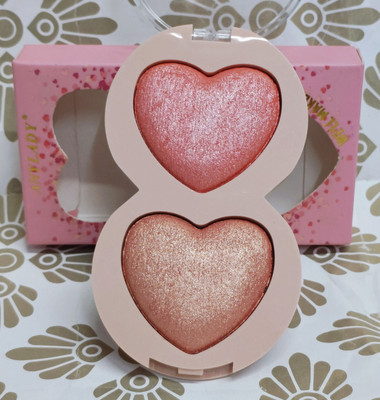 MYEONG Long-Lasting Heart Shape Multi Color Cheek Pigmented Creamy Powder Blush(Red, Pink)