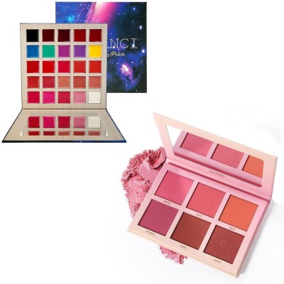 gujas Combo Of Imagic 6 In 1 Touch Blush Palette & Delanci 25 Color, Matte Lip Palette(Multicolor)