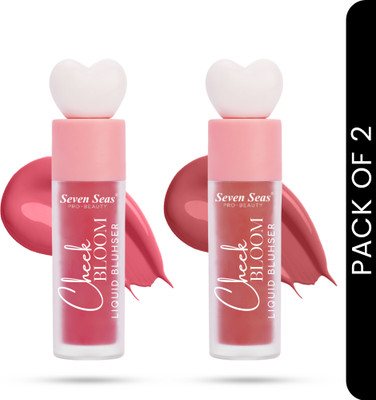 Seven Seas Cheek Bloom Liquid Blusher & Lip Gloss | Long Lasting | Highly Pigmented Blusher(Rosy Cheeks,Natural Blush (Pack Of 02))