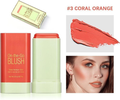 nn Multi-Use Lightweight and Long-Lasting Key Blusher Makeup Blush Stick(orange)