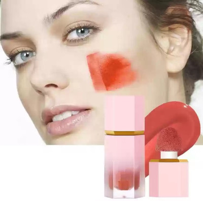 HUZURLU Liquid Cheek Blush with built in soft brush tip for precise, effortless(CORAL)