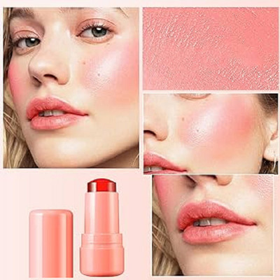 Sheny New Jelly Blusher Stick, Multi-purpose Lip and Cheek Color Stick,(pink)
