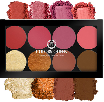 COLORS QUEEN Matte Blusher Palette with Shimmer Highlighter and Contour for Face & Cheeks(Shade - 01)