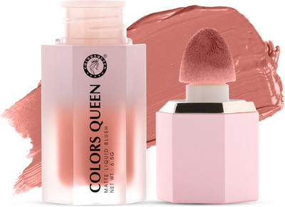 COLORS QUEEN Highly Pigmented Matte Liquid Blush for Face, Lips & Eyes with Sponge Applicator(05 - Apple Cheeks)