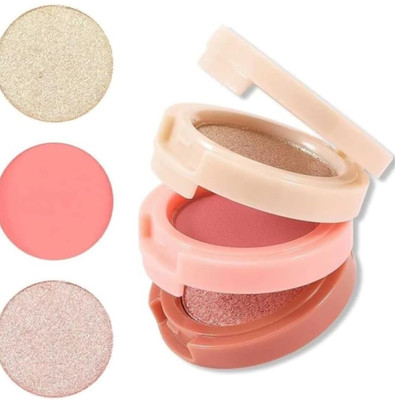 GABBU 3-in-1 Eye Shadow, Blush and Highlighter Kit, Matte Blusher Blendable Glow Face(Multicolor)
