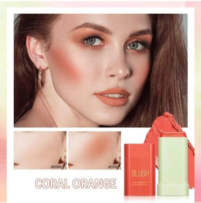 REIMICHI New Blush Stick 3 in 1 Cheeks Lips Eyes, Moisturing Face Blush Multi-Use(Orange)