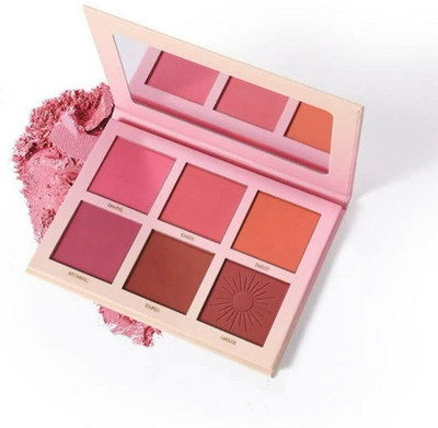 ILLUSKIN 6 Color Touch Blush Palette Original for Face Makeup for Girls With Mirror(The Swiss Matte Pigmented Pressed Powder Blush Edition)