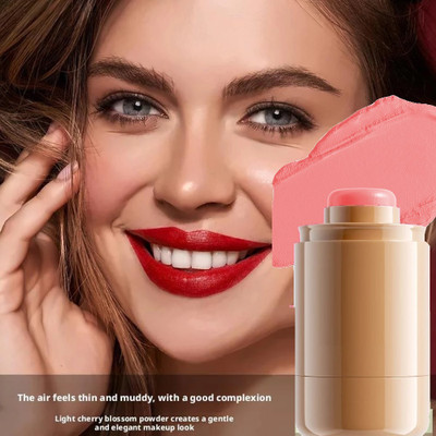 GULGLOW99 2 In 1 Pocket Blush Stick Dual-purpose Pocket Powder Blusher Stick(PEACH PINK)