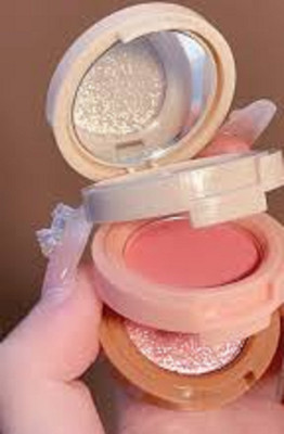Lui Pui matte finish 3 in 1 blush & highlighter pack of 1(multicolor)