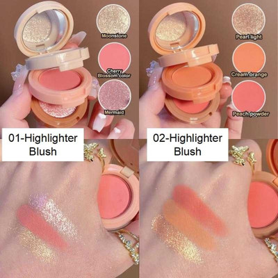 BLUEMERMAID 3 In 1 Matte Highlighter Blush Palette Pearly Blusher Shimmer(MULTICOLOR)