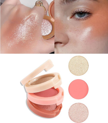 SILDUST NEW MATTE SHIMMER BEST 3 IN 1 BLUSHER & HIGHLIGHTER KIT(MULTICOLOR)
