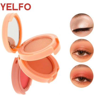 Yelfo Professional HD Baked Blusher Powder And Highlighter(3in1 Multicolor Shimmer Blush Contour With Brush Kit For Face Makeup Combo)