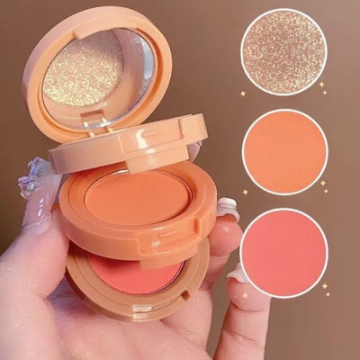 WOONGMI Proffesional 3 Colors Matte Shimmer Brighten Highlighting Blusher Eyeshadow(Multi)