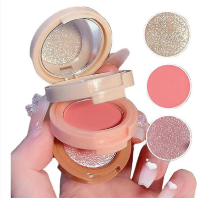 DARVING Long Lasting 3in1 Multi Purpose Baked Blusher Highlighter Eyes & Cheeks Makeup(MULTI COLOR)
