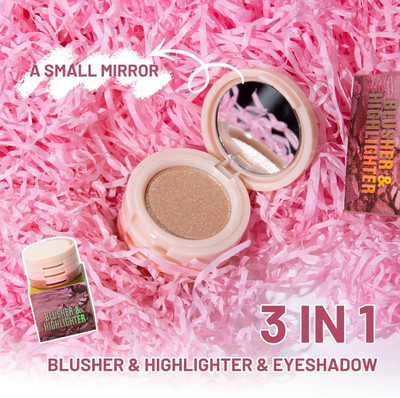 HUZURLU 3 in 1 Blusher Highlighter Eye shadow Highlighter(MULTICOLOR)