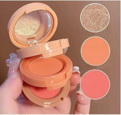 GFSU - GO FOR SOMETHING UNIQUE 3 in 1 face blusher + highlihger with mini compact palette | travel friendly(multicolor)