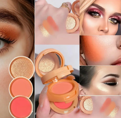 MYEONG 3 In 1 Glitter Eyeshadow Highlighter Blush Kit(Multi Shade)