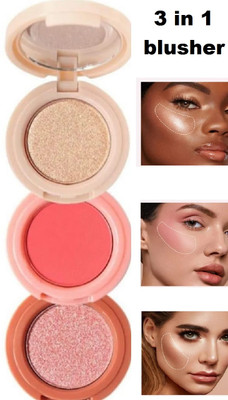Herrlich 3 in 1 Blusher for Personal and Proffesional Daily Face Makeup(MULTICOLOR)