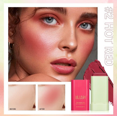 YAWI GLOW ULTRA MATTE FINISH FACE BLUSHER STICK , LONG LASTING WATER PROOF(hot red)