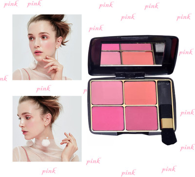Sheny 4 in 1 Cheek Blush Powder Minerals Palettes Blusher Natural Brush(multicolor)
