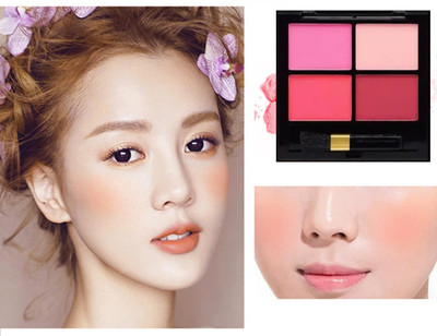 Sheny FULL Coverage 4 in 1 Cheek Blush Powder Palettes Blusher Natural Brush(multicolor)