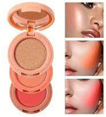 Lui Pui best 3 in 1 compact mini palette blusher & highlighter makeup(multicolor)