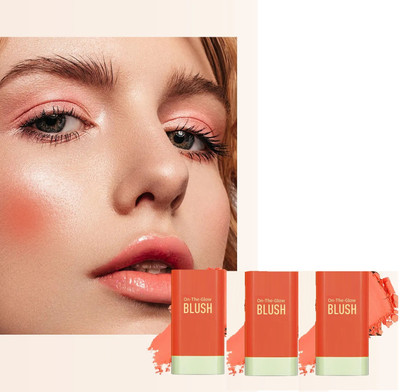 Emijun Blush Stick Tinted Moisture Stick, Shadow Lips Cheek Blusher 3 COMBO(ORANGE)