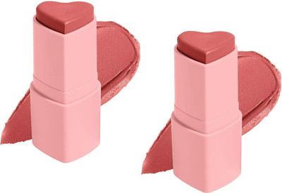 Jiwoo Blush Stick Multi-Use Makeup Stick for Cheeks and Lips with Hydrating combo(drack peach)