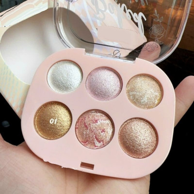 Arcanuy Blush and Highlighter Palette-6-color Metallic Shimmer(MULTI COLOUR)