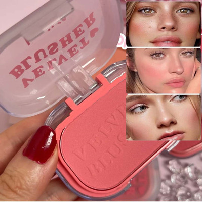WOONGMI Blusher Complexion with Blush and Mirror Blusher Powder Cheek(Coral)