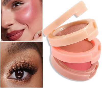 CATERINACHIARA 3 in 1 matte blusher and highlighter travel friendly palette(MULTI COLOUR)