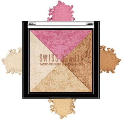 SWISS BEAUTY Shimmer Baked Blusher and Highlighter Palette Shade - 5(Shade - 5)