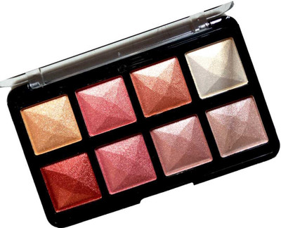 LOVE HUDA HD Waterproof 3 In 1 Baked 8 Color Blusher, Highlighter, Eyeshadow Palette Highlighter(Multicolor)