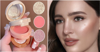 Vyomiris Blush Face Blush 3 Colours Multilayer Blush Face Cosmetics Makeup(MULITICOLOR)