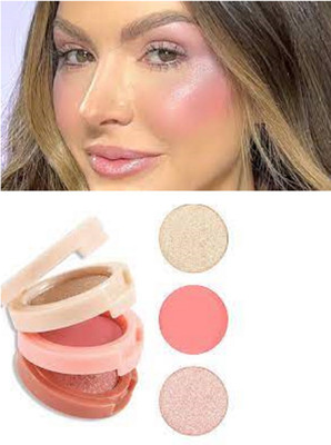 Lui Pui best 3 in 1 blusher & highlighter makeup pack of 1(MULTICOLOR)