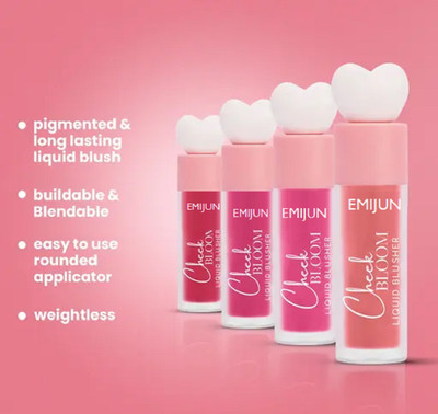 Emijun Long Lasting Pigmented Cheek Bloom Liquid Blusher & Lip Gloss(MULTI SHADE)