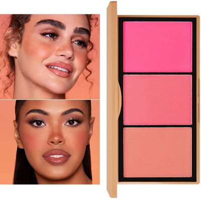 Amaryllis 3 in 1 Makeup Powder Set Compact Powder Blush(Multicolour)