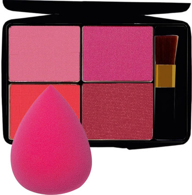 Facejewel Matte Blusher Palette Cheek Contour Multicolor Blusher Sponge Blender Puff(Multicolor)