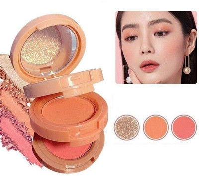 BLUEMERMAID 3 layers blusher highlighter Pressed powder with mirror 3 colors(MULTICOLOR)