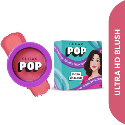 SUGAR POP Ultra HD Blush-03 Carnation | Ultra Pigmented and Blendable for Natural Glow |(Blush Pink)