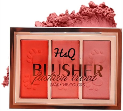 HSQ 3-Color Blusher Palette – Peach, Pink & Coral Shades for All Skin Tones(Multicolour)