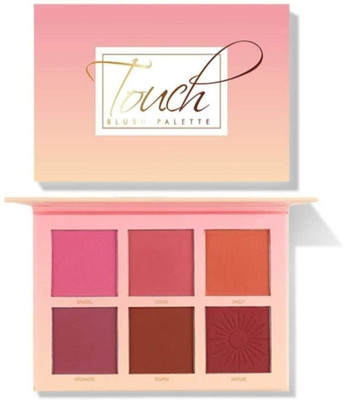 ILLUSKIN Professional 6 Color Touch Blush Palette Versatile Cheek Blush With Mirror(The Swiss Matte Pigmented Pressed Powder Blush Edition)