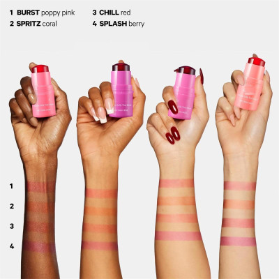 HUZURLU bouncy jelly glides on for a sheer, buildable burst of color that lasts all day(PINK)