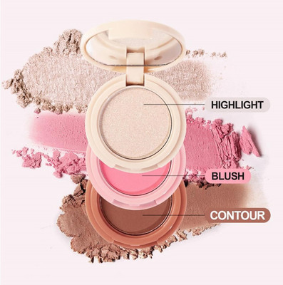 Lui Pui waterproof trend blusher & highlighter 3 in 1(multicolor)